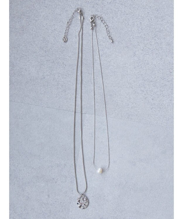 AMERICAN HOLIC テクスチャーメタル・淡水パールＳＥＴネックレス Silver