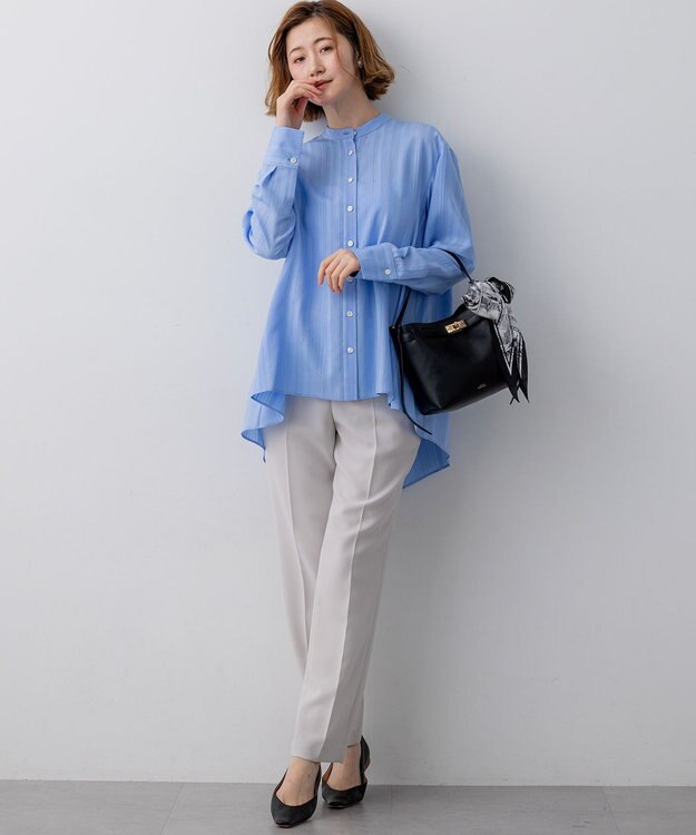 23区 【セットアップ対応】トリアセダブルジョーゼット パンツ ベージュ系