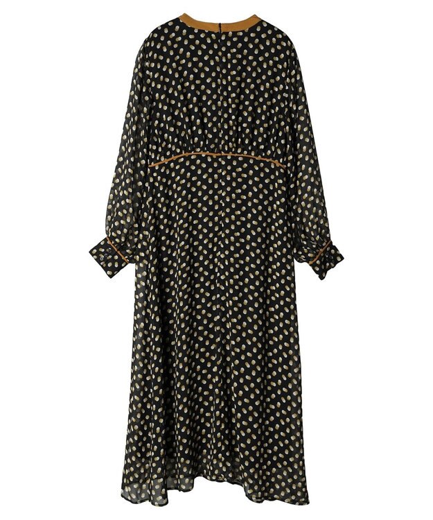 Green Parks armonia．ドットプリントパイピングワンピース Black