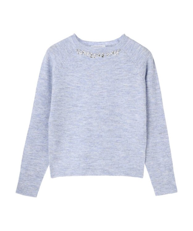 Green Parks ビジュー付きニットプルオーバー Blue