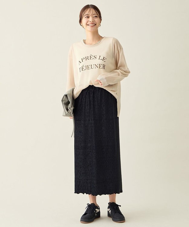 ANY L 【2SET】シアーロゴニット×タンクトップセット ライトベージュ