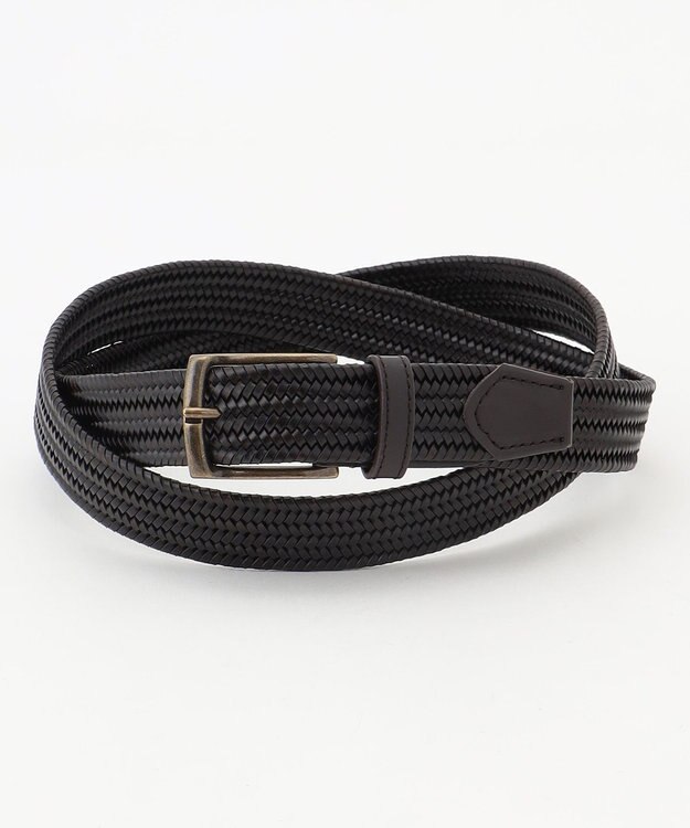 JOSEPH ABBOUD 【キングサイズ・イタリア素材・ストレッチ・日本製】 ストレッチレザー ベルト　30㎜ ダークブラウン系