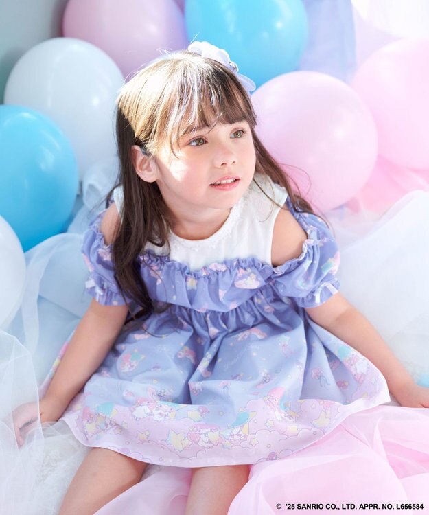 ANY KIDS 【any FAM× リトルツインスターズ 】キキ&ララ オン・オフショルダーワンピース サックスブルー