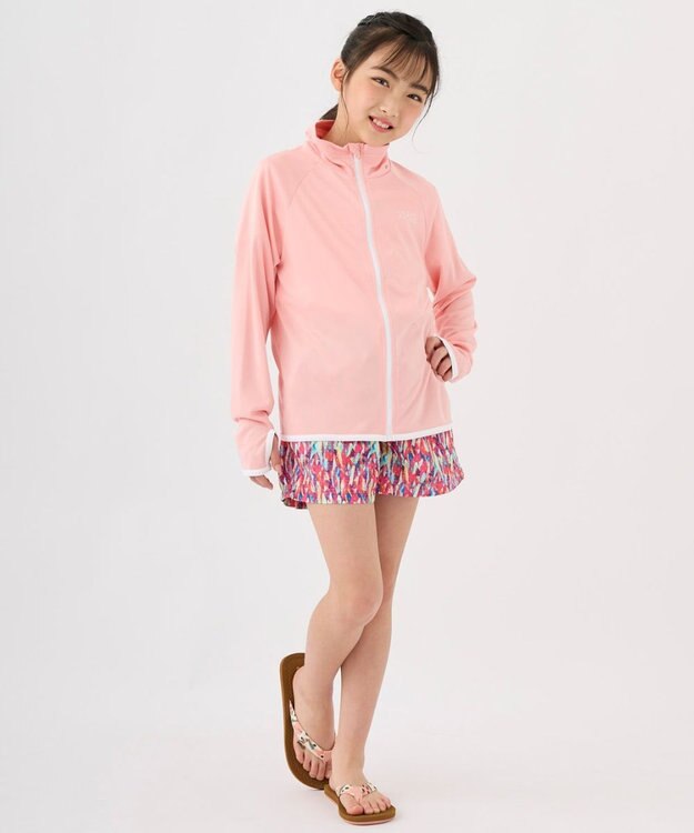 OP／FILA 【Ocean Pacific】フルジップ OPロゴラッシュガード ピンク