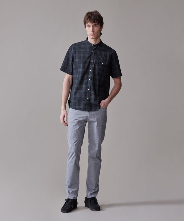 J.PRESS MEN 【ストレッチ】シャンブレーストレッチツイル パンツ ネイビー系