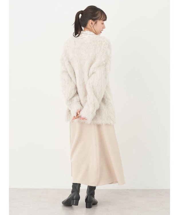 earth music&ecology 起毛リボンニットカーディガン Ecru