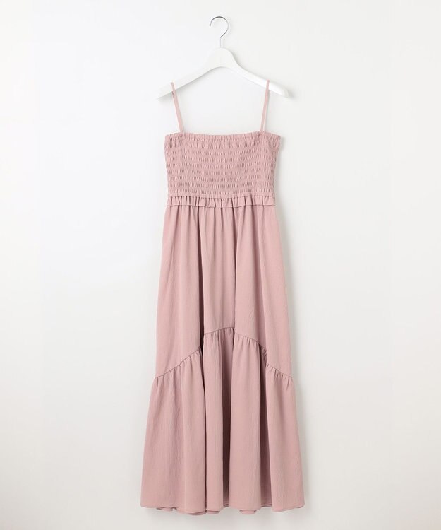 Feroux シャーリングデザイン 3WAYキャミドレス ピンク系