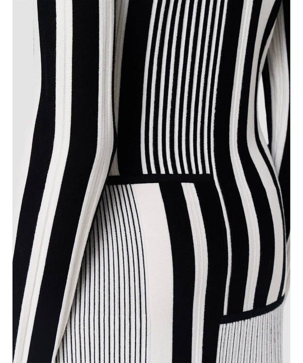 JOSEPH 【洗える】ストライプアンドプリーツ　ニットワンピース Ivory/Black