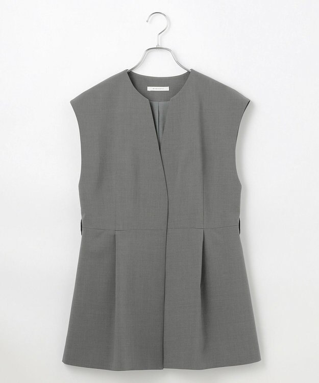 #Newans 【洗濯機可能/ストレッチ】ペプラムジレ グレー