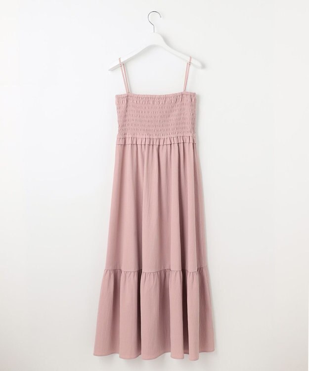 Feroux シャーリングデザイン 3WAYキャミドレス ピンク系