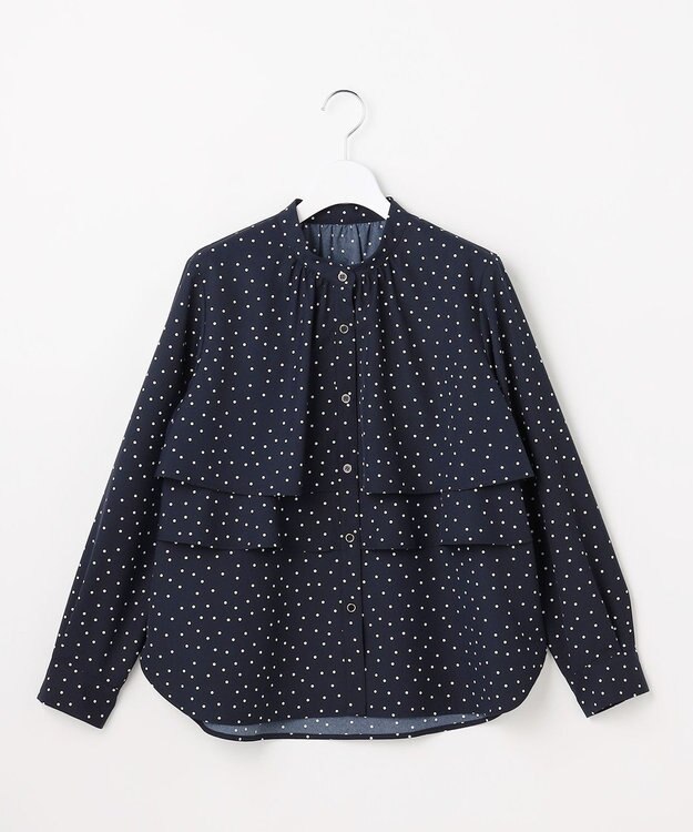 ANY SIS ラッフルレイヤード ブラウス ネイビードット