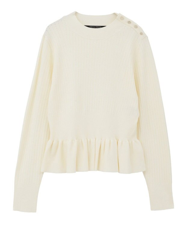YECCA VECCA 金釦ペプラムニット Ivory