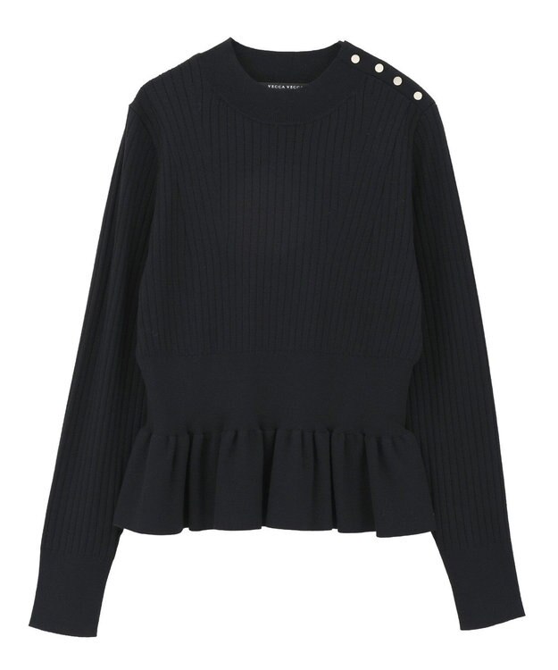 YECCA VECCA 金釦ペプラムニット Black