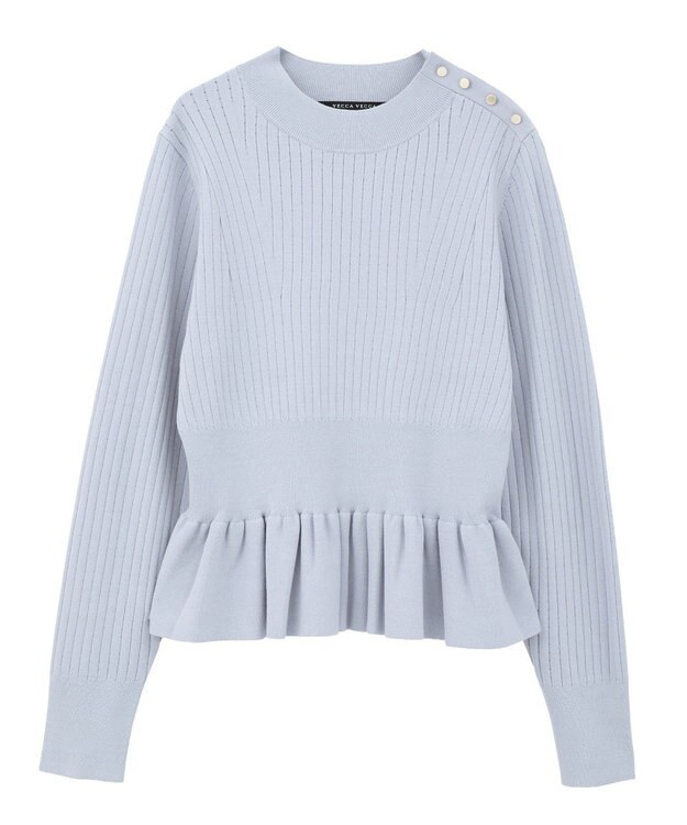 YECCA VECCA 金釦ペプラムニット Light Blue