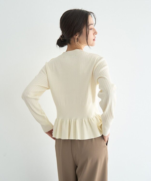 YECCA VECCA 金釦ペプラムニット Ivory