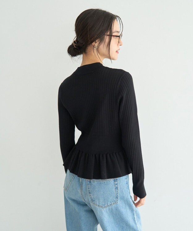 YECCA VECCA 金釦ペプラムニット Black