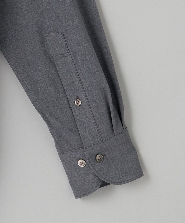 GOTAIRIKU 【シワになりにくい/ストレッチ/洗える】ウールライク シャツ_カッタウェイカラー グレー系