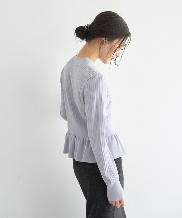 YECCA VECCA 金釦ペプラムニット Light Blue