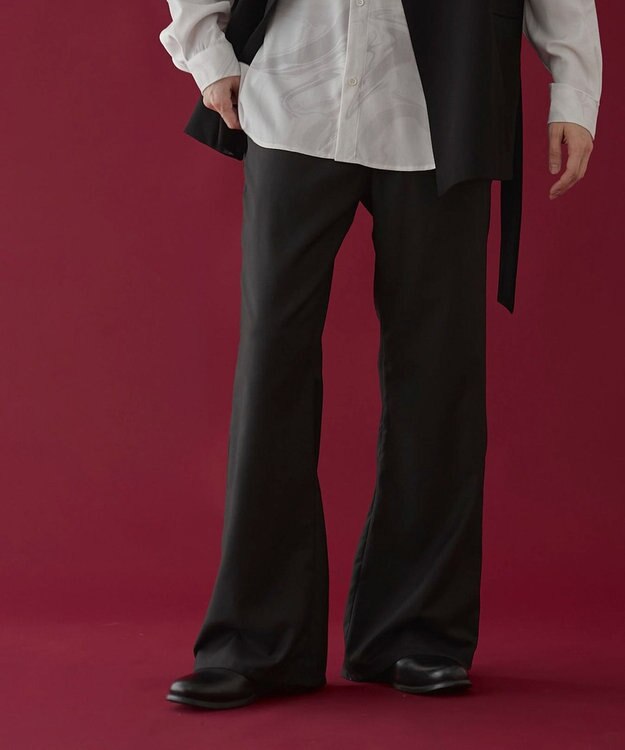 WEGO 【ユニセックス着用ITEM】サイドZIPフレアスラックス ブラック