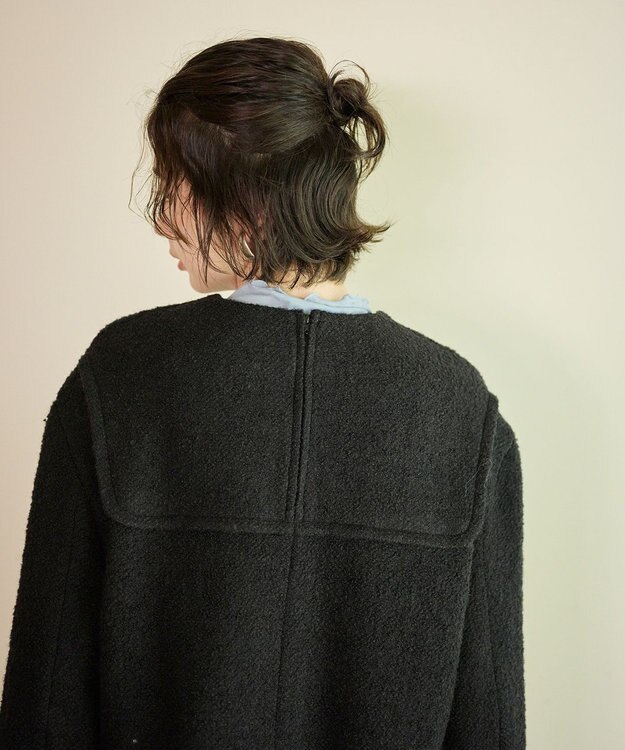 #Newans 【セットアップ可能】ワイドスリーブツイードプルオーバー ブラック