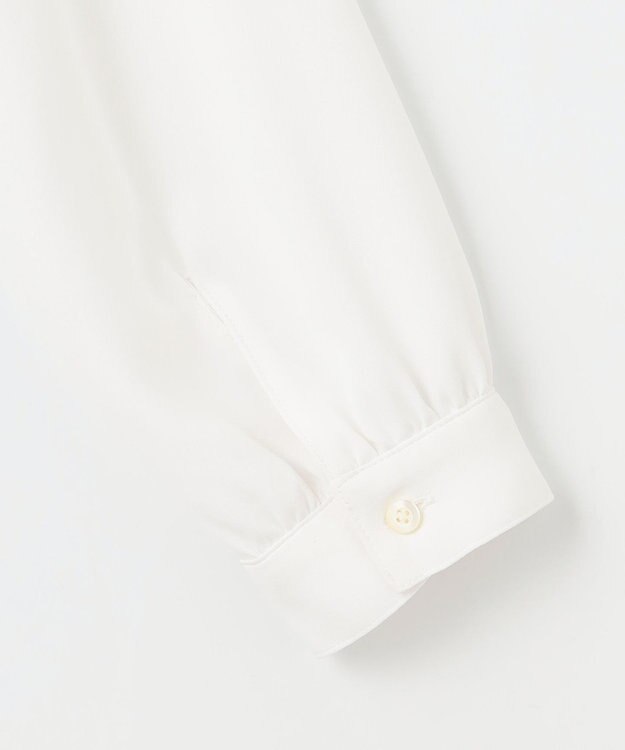 J.PRESS LADIES S 【洗える】パウダージョーゼット ボウタイ バンドカラー ブラウス ホワイト系