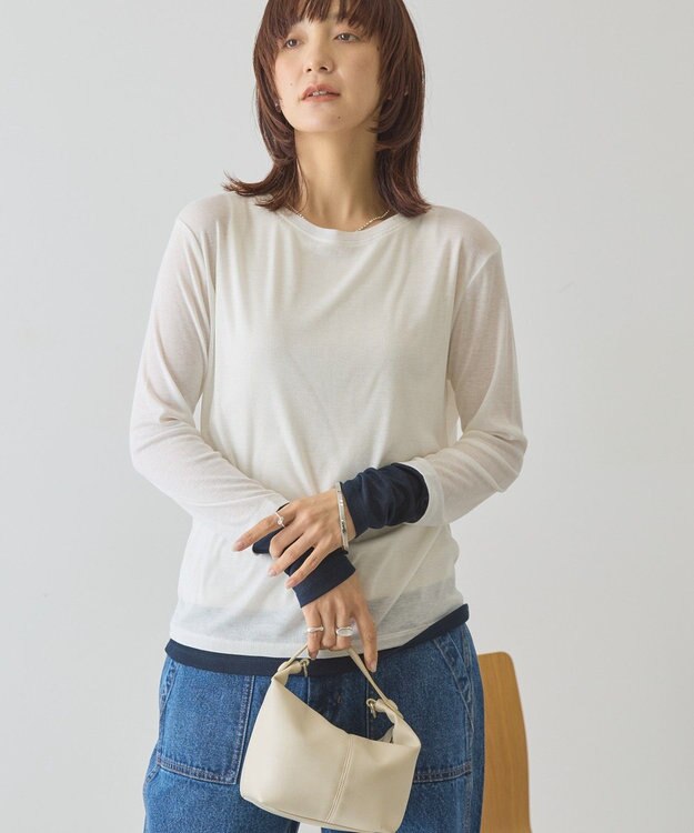 AMERICAN HOLIC 配色シアーレイヤードプルオーバー Navy