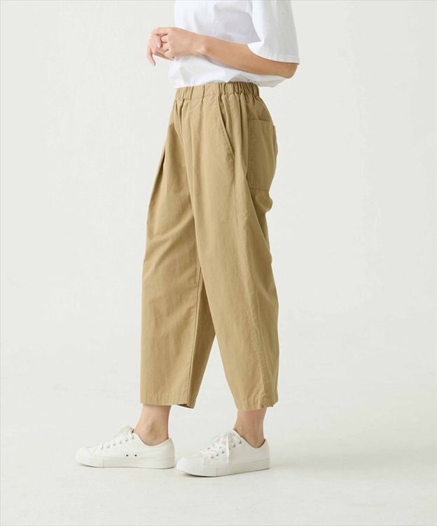 caqu color linen wide cropped コットンリネンクロップド丈ワイドパンツ beige