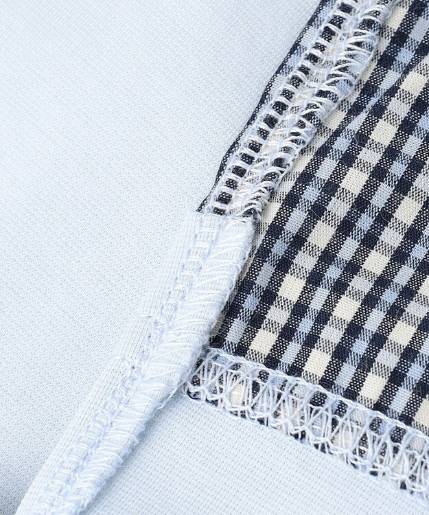 組曲 KIDS 【150-160㎝】 ミニチェック レイヤードトップス サックスブルー