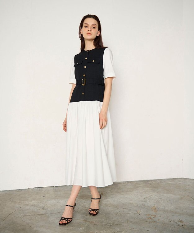 GRACE CONTINENTAL レイヤードコンビワンピース ブラック