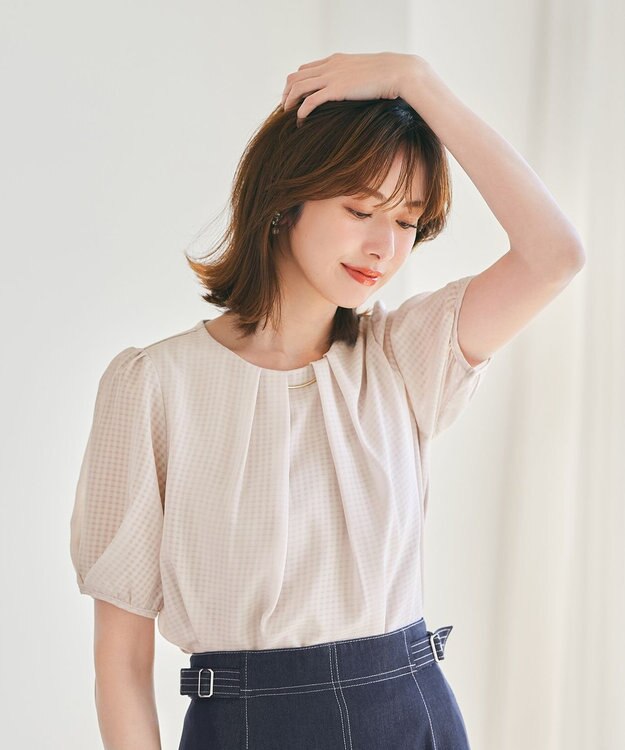 ANY SIS 【吸水速乾・UVケア・接触冷感】コンフォートジャージー ブラウス ローズグレー