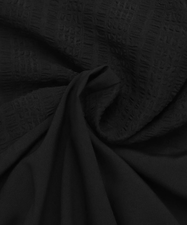 Tiaclasse L 【洗える】シアーコンビチュニックブラウス ブラック