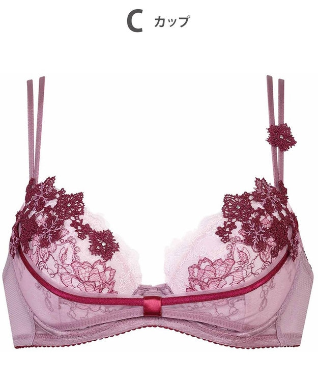 WACOAL ブラジャー 【リボンブラ 胸もとフィットながもち】 動いてもパカパカしにくい レディース BXD409 /ワコール ロマンピンク