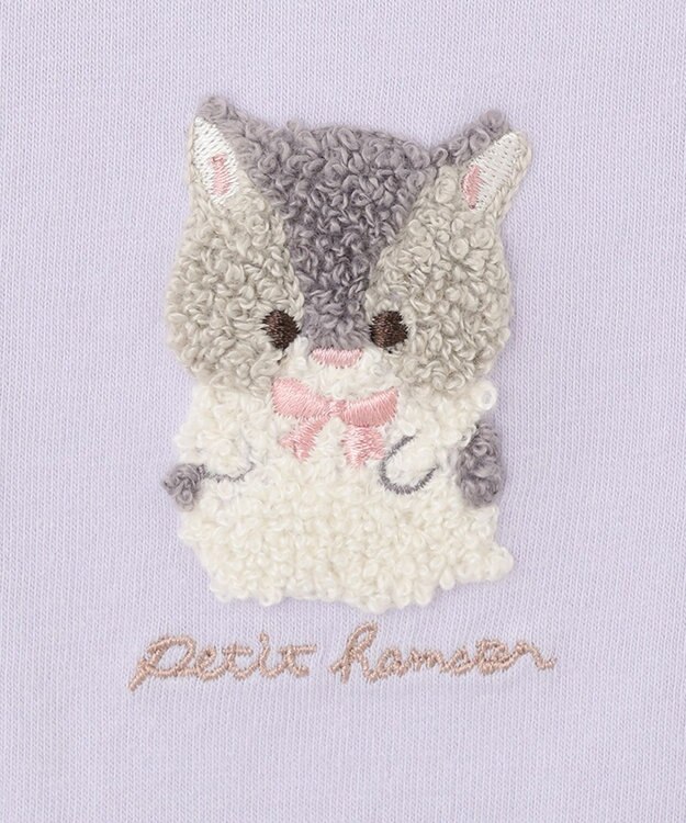 ANY KIDS オーガビッツアニマルサガラ刺繍Ｔシャツ サックスブルー×ハムスター