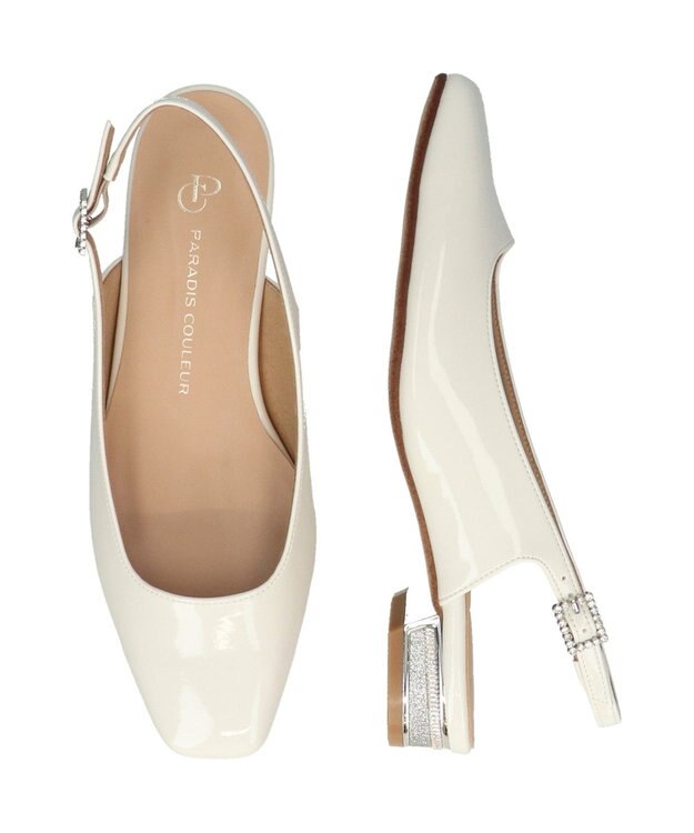 Bridget Birkin 【PARADIS COULEUR】ビジューレーンバックバンドパンプス アイボリーエナメル
