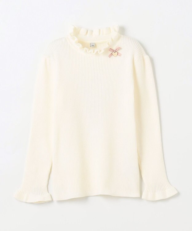 ANY KIDS 首フリルしあわせタッチニット エクリュ