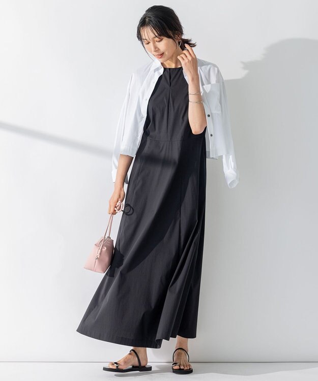 23区 【CLASSY.コラボ/洗える】シャツアンサンブル ワンピース ホワイト×ブラック