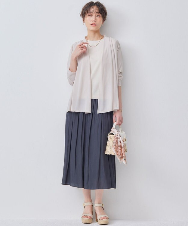 組曲 L 【新色追加】ギャザーライトデシン パンツ ブラック系