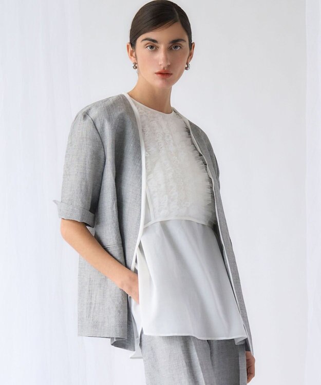 23区 【GOLD LABEL】コットンオーガンジー ジレコンビ ブラウス