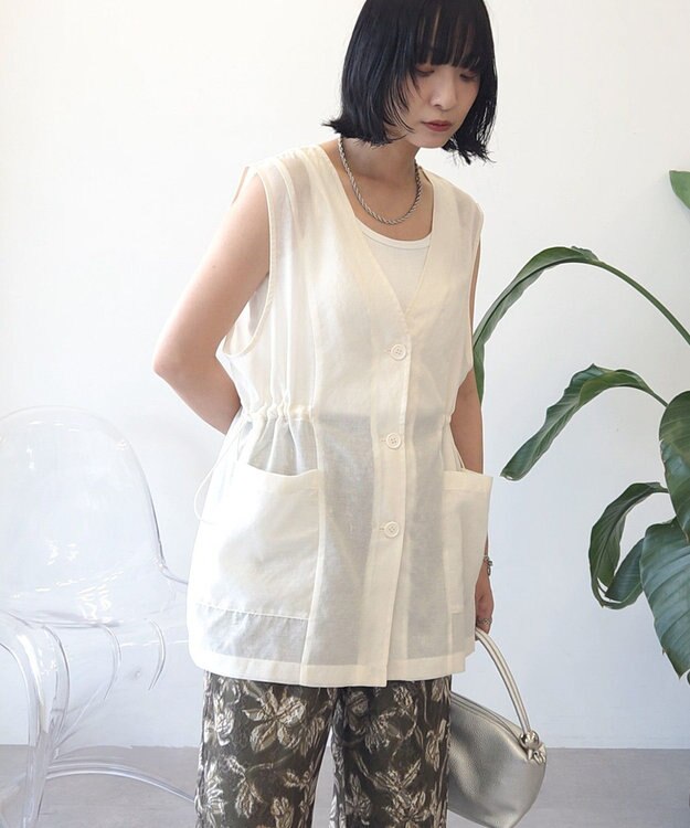 Green Parks ウエストドロストシアーベスト Ivory