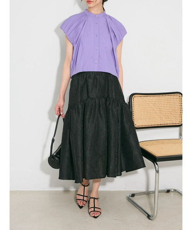 Green Parks タックデザインショート丈シャツ Purple