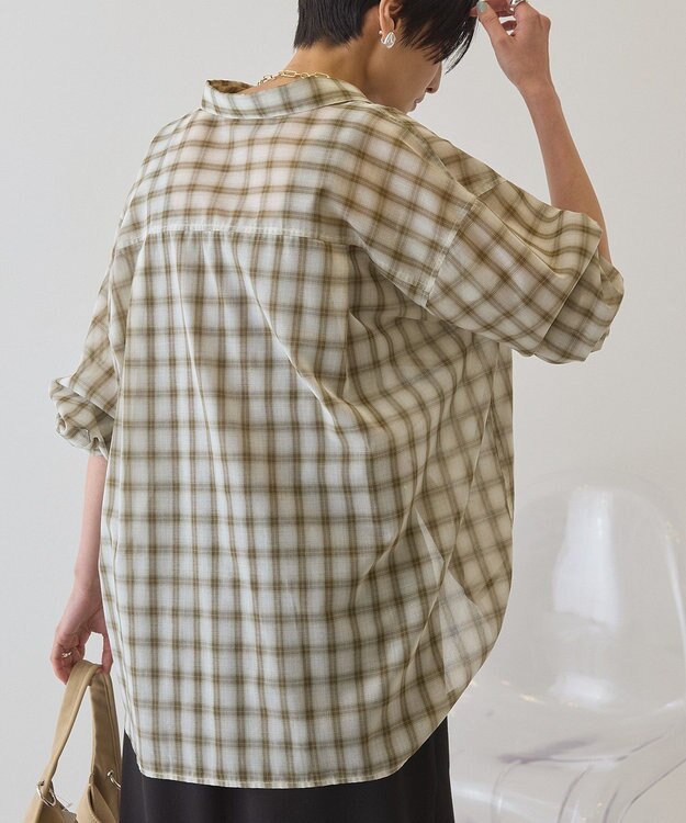 AMERICAN HOLIC シアーチェックシャツ Light Beige