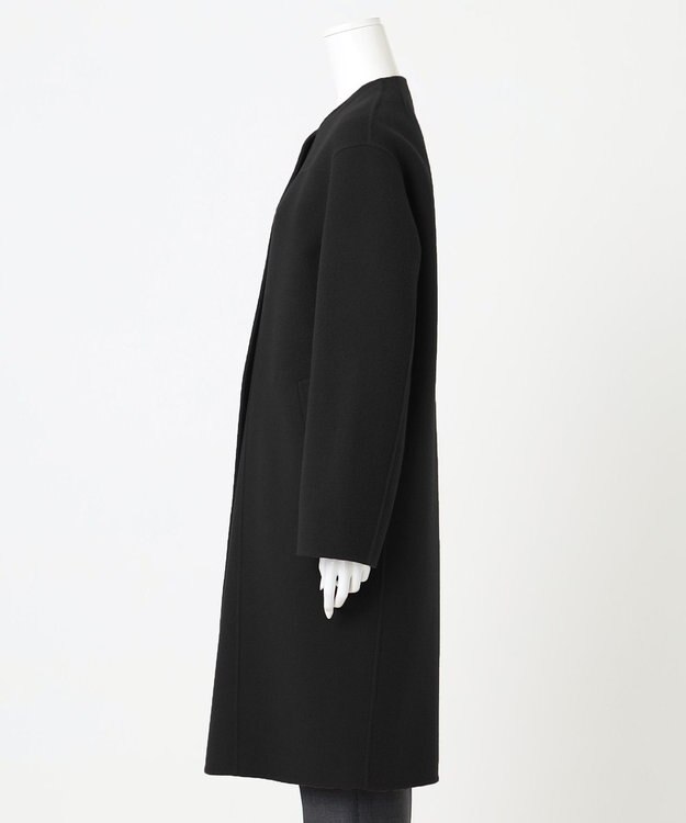 23区 S 【R(アール)】ウールリバー ノーカラー コート ブラック系