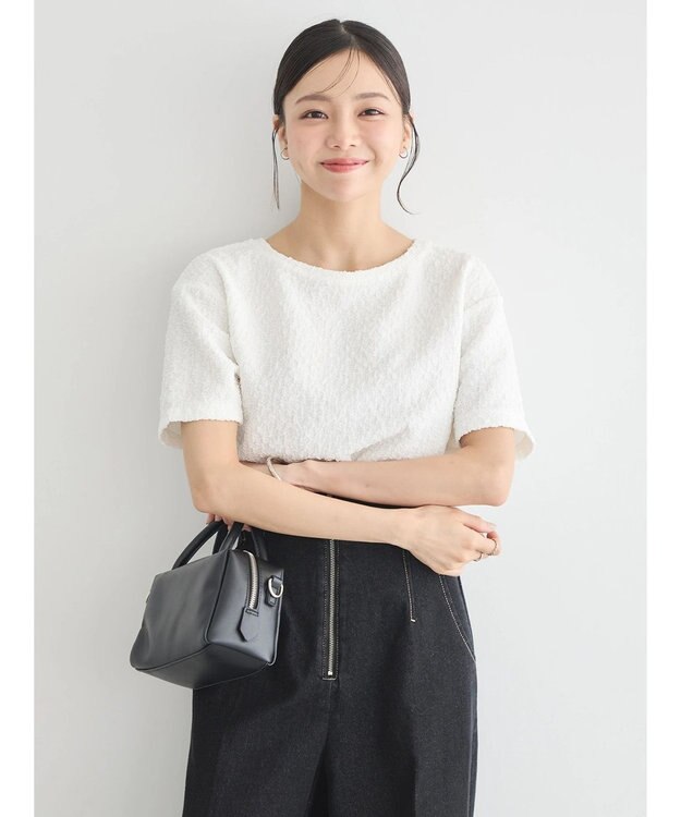 earth music&ecology ホイップ風ジャガードプルオーバー Ivory