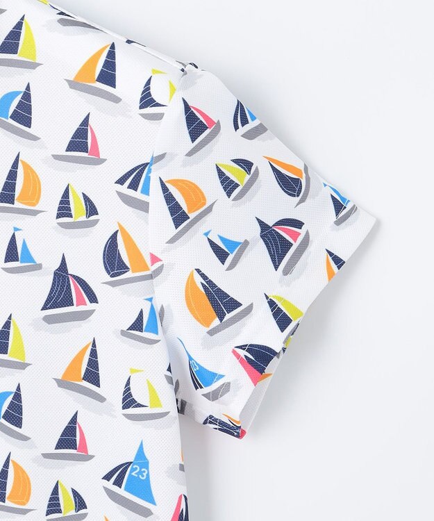 23区GOLF 【WOMEN】【吸水速乾・UVケア】マルチヨットプリント 半袖ポロシャツ ホワイト系5