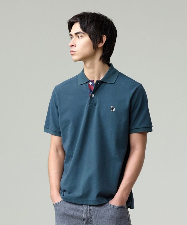 J.PRESS MEN 気品と愛嬌のバランスが抜群！【J.PRESS人気NO1ポロシャツ】 バックブルカノコレジメン ポロシャツ グリーン系