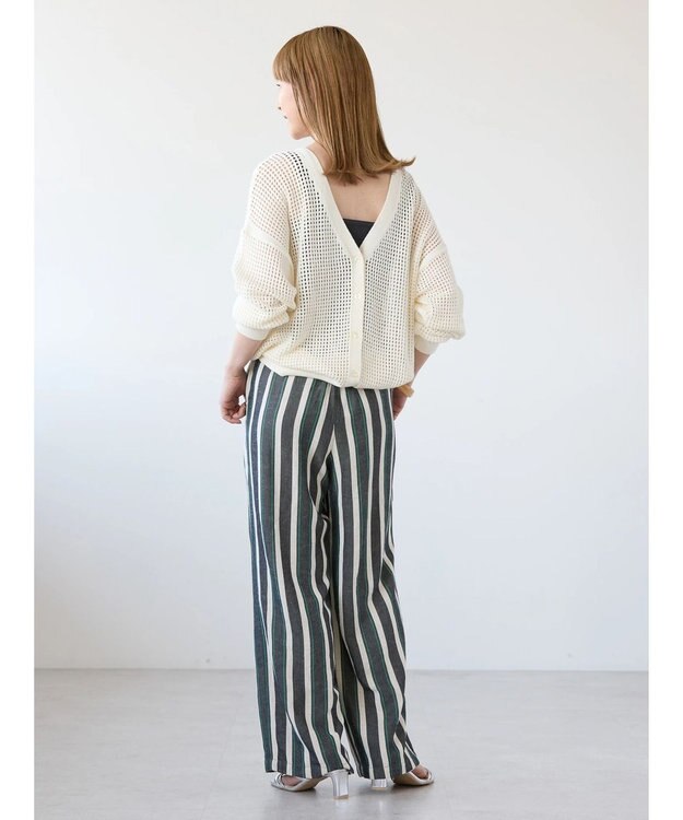 AMERICAN HOLIC 接触冷感リネンブレンドワイドパンツ Stripe