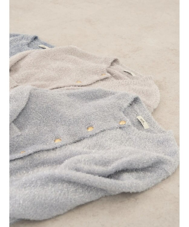 earth music&ecology キラキラシャギーカーディガン Light Gray