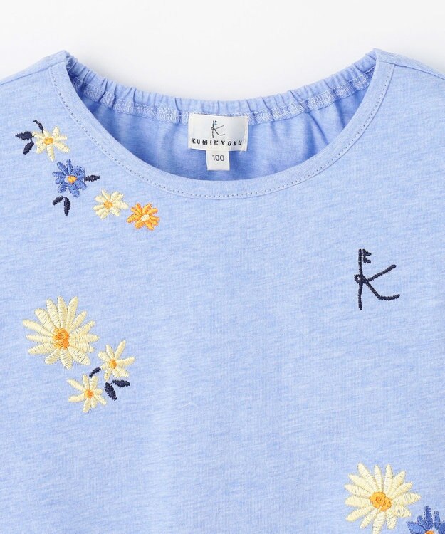 組曲 KIDS 【100㎝】フラワーエンブロイダリー チュニック サックスブルー
