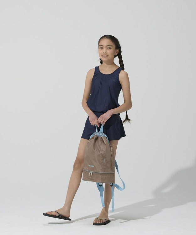 BEAMS SCHOOL 手提げバッグにもなる 2重底ナップサック サンドベージュ