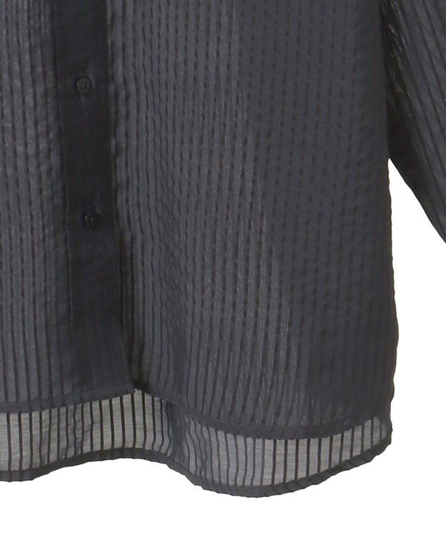 AMERICAN HOLIC シャドーストライプオーバーシャツ Charcoal Gray